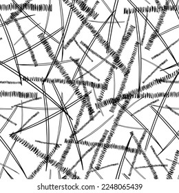 Seamless pattern with black pencil brushstrokes in abstract shapes on white background. Vector illustration