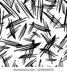 Patrón sin brillo con pinceles de lápiz negro en formas abstractas sobre fondo blanco. Ilustración del vector