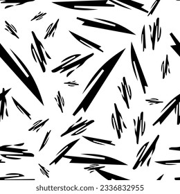 Patrón sin brillo con pinceles de lápiz negro en formas abstractas sobre fondo blanco. Ilustración del vector