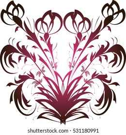 Seamless pattern with black and pink floral pattern on white background ornament