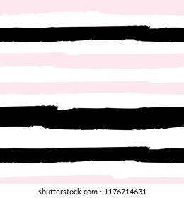 Seamless pattern with black, pink stripes. Vector striped white isolated background. Suitable for printing on fabric, clothing, wrapping paper, wallpaper, case.