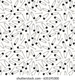 Seamless pattern with black pins on white