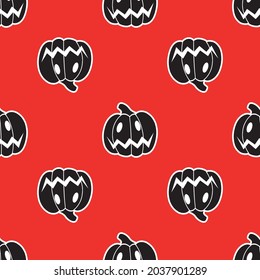 Seamless pattern of black pumpkins on a red background. Vector illustration 