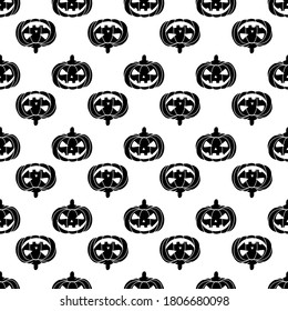  Seamless Pattern of black pumpkins. Vector illustration.Design for paper products, textiles, printing, banners