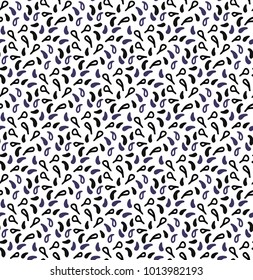 Seamless pattern black and purple drops on white background. 