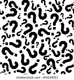 Seamless pattern with black question marks. Infinitely repeating pattern question marks of black color and different sizes. Vector illustration.