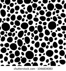 Seamless Pattern With Black Random Circles On White