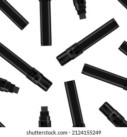 Seamless pattern of black realistic marker. Vector illustration template
