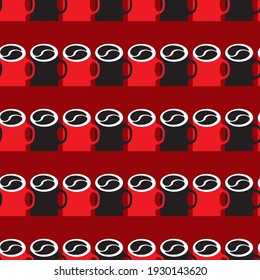 nahtloses Muster schwarz-roter Kaffeebeutel, Vektorgrafik