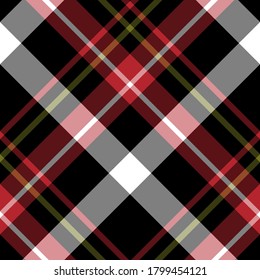 Seamless pattern in black, red, green and white colors for plaid, fabric, textile, clothes, tablecloth and other things. Vector image. 2
