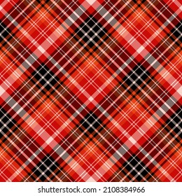 Seamless pattern in black, red and orange colors for plaid, fabric, textile, clothes, tablecloth and other things. Vector image. 2