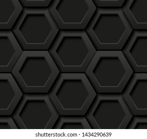 Seamless pattern with black relief hexagonal elements for Your abstract design