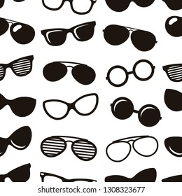 Seamless pattern with black retro sunglasses icons