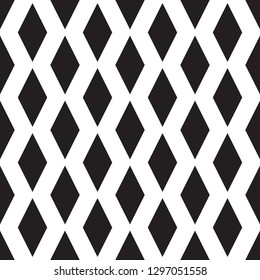 Seamless pattern with black rhombus shapes isolated on white background. Geometric monochrome texture. Wallpaper illustration.