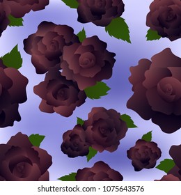 Seamless pattern - black roses on lilac background