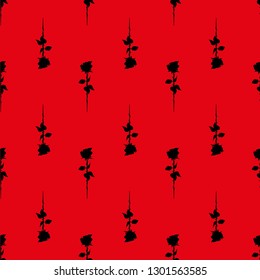 seamless pattern of black roses on red