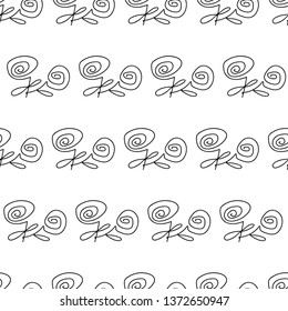 Seamless pattern with black roses on the white background
