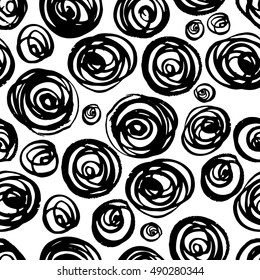 seamless pattern of black scrawl, stylized roses.