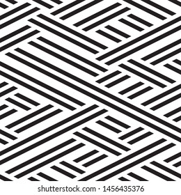 Seamless pattern with black segments. Abstract stripped geometric background. 