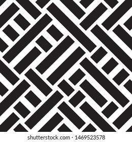 Seamless pattern with black segments. Abstract stripped geometric background. 