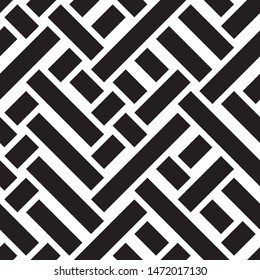 Seamless pattern with black segments. Abstract stripped geometric background.