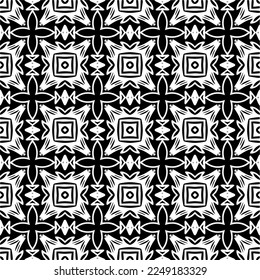 Seamless pattern of black shapes on white background.