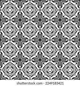 Seamless pattern of black shapes on white background.