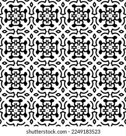 Seamless pattern of black shapes on white background.