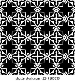 Seamless pattern of black shapes on white background.