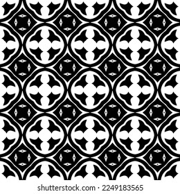 Seamless pattern of black shapes on white background.