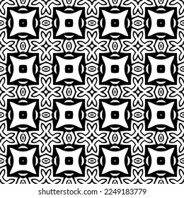 Seamless pattern of black shapes on white background.