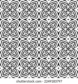 Seamless pattern of black shapes on white background.