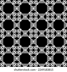 Seamless pattern of black shapes on white background.