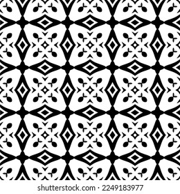 Seamless pattern of black shapes on white background.