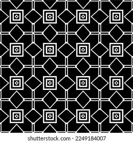 Seamless pattern of black shapes on white background.