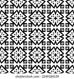 Seamless pattern of black shapes on white background.