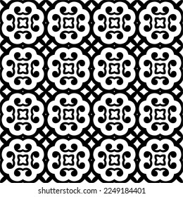 Seamless pattern of black shapes on white background.