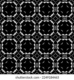 Seamless pattern of black shapes on white background.