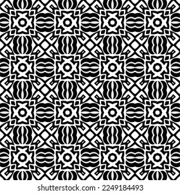Seamless pattern of black shapes on white background.