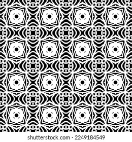 Seamless pattern of black shapes on white background.