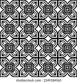 Seamless pattern of black shapes on white background.