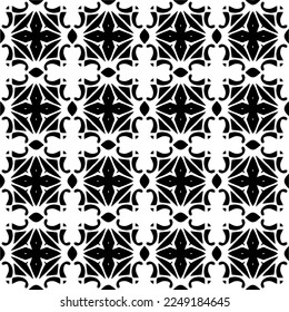 Seamless pattern of black shapes on white background.