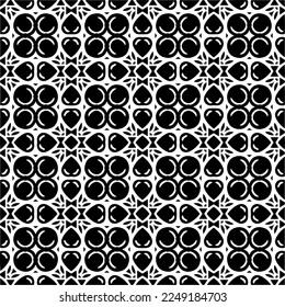 Seamless pattern of black shapes on white background.
