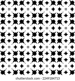 Seamless pattern of black shapes on white background.