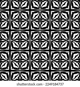 Seamless pattern of black shapes on white background.