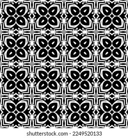 Seamless pattern of black shapes on white background.