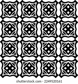 Seamless pattern of black shapes on white background.