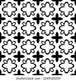 Seamless pattern of black shapes on white background.