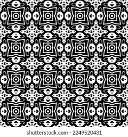 Seamless pattern of black shapes on white background.