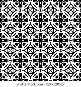 Seamless pattern of black shapes on white background.
